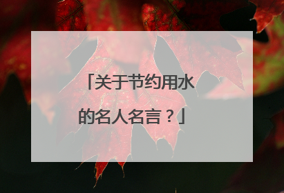 关于节约用水的名人名言？