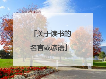关于读书的名言或谚语