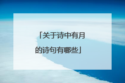 关于诗中有月的诗句有哪些