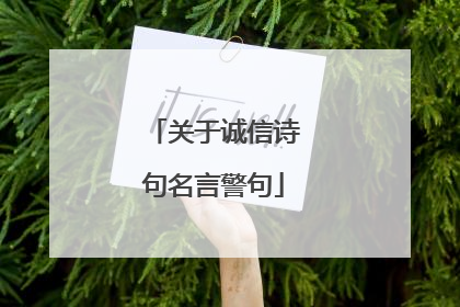 关于诚信诗句名言警句