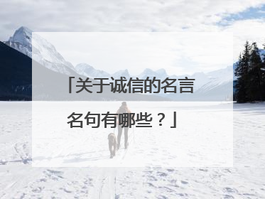 关于诚信的名言名句有哪些？