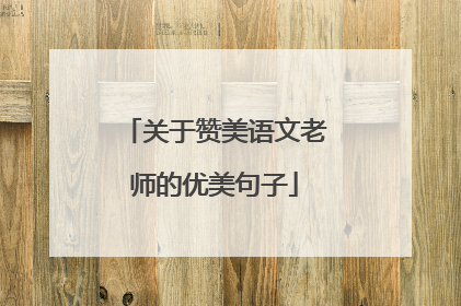 关于赞美语文老师的优美句子