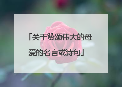 关于赞颂伟大的母爱的名言或诗句