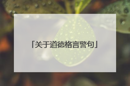 关于道德格言警句