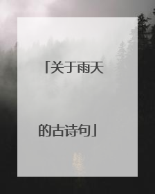 关于雨天的古诗句