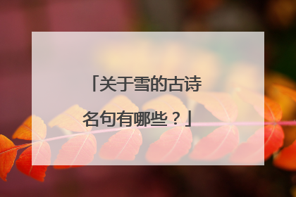 关于雪的古诗名句有哪些？