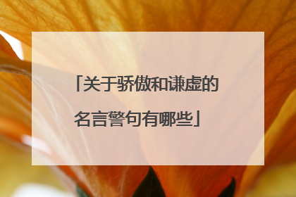 关于骄傲和谦虚的名言警句有哪些