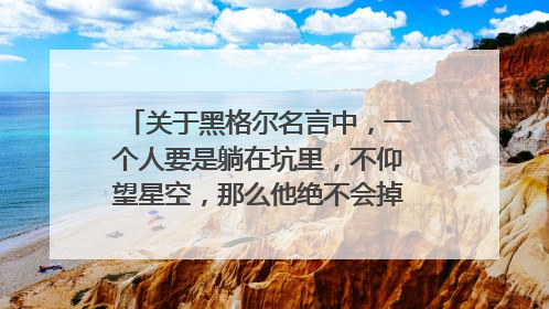 关于黑格尔名言中，一个人要是躺在坑里，不仰望星空，那么他绝不会掉进坑里 有何理解