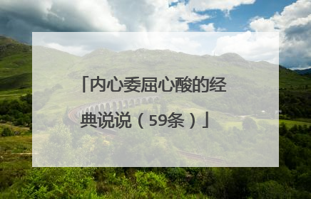 内心委屈心酸的经典说说（59条）