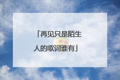 再见只是陌生人的歌词谁有