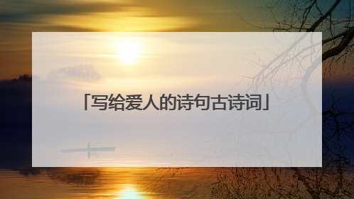 写给爱人的诗句古诗词