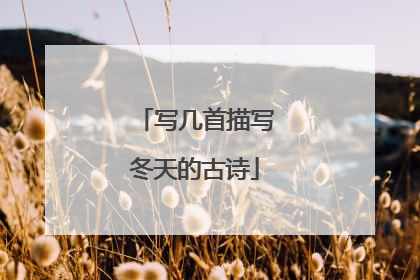 写几首描写冬天的古诗