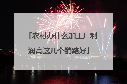 农村办什么加工厂利润高这几个销路好