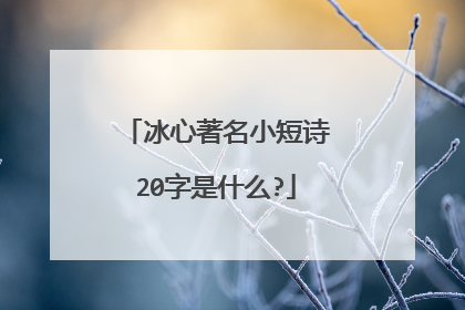 冰心著名小短诗20字是什么?