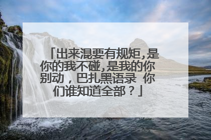 出来混要有规矩,是你的我不碰,是我的你别动，巴扎黑语录 你们谁知道全部？