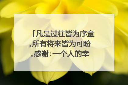 凡是过往皆为序章,所有将来皆为可盼,感谢:一个人的幸运!什么意思?