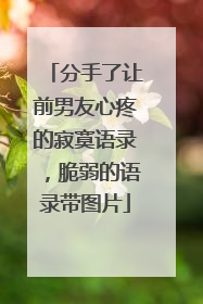 分手了让前男友心疼的寂寞语录，脆弱的语录带图片