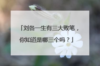 刘备一生有三大败笔，你知道是哪三个吗？