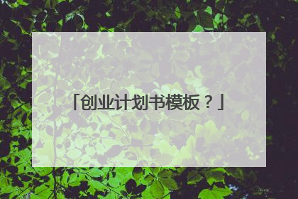 创业计划书模板？