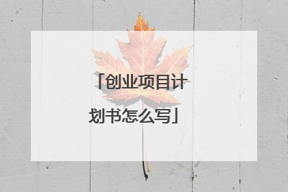 创业项目计划书怎么写