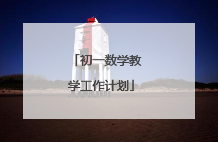 初一数学教学工作计划