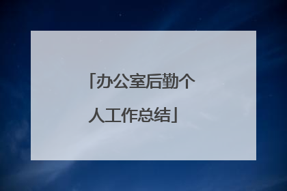 办公室后勤个人工作总结