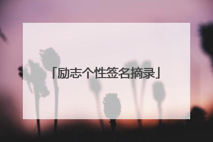 励志个性签名摘录