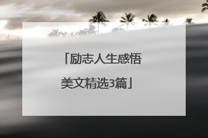 励志人生感悟美文精选3篇