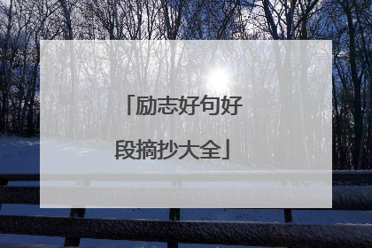 励志好句好段摘抄大全