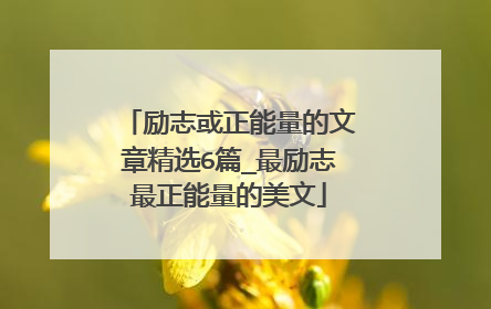 励志或正能量的文章精选6篇_最励志最正能量的美文