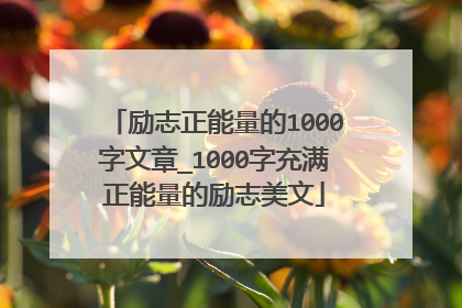 励志正能量的1000字文章_1000字充满正能量的励志美文