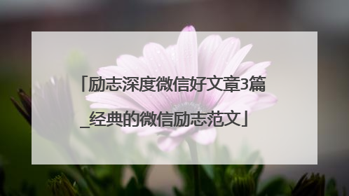 励志深度微信好文章3篇_经典的微信励志范文