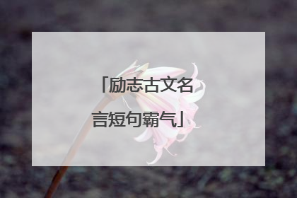 励志古文名言短句霸气