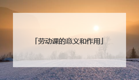 劳动课的意义和作用