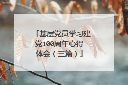 基层党员学习建党100周年心得体会（三篇）