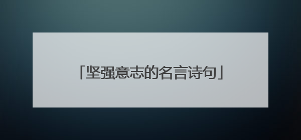 坚强意志的名言诗句