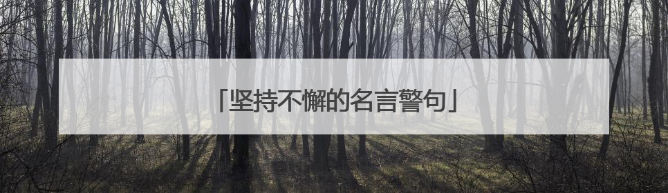 坚持不懈的名言警句