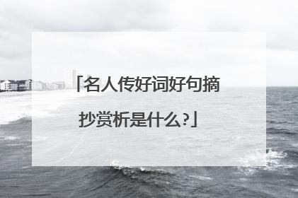 名人传好词好句摘抄赏析是什么?