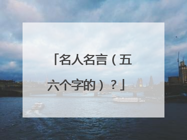 名人名言（五六个字的）？