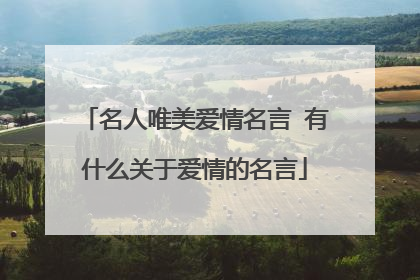 名人唯美爱情名言 有什么关于爱情的名言