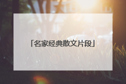 名家经典散文片段