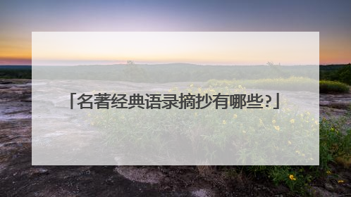 名著经典语录摘抄有哪些?