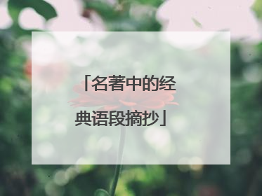 名著中的经典语段摘抄