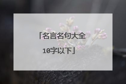 名言名句大全10字以下