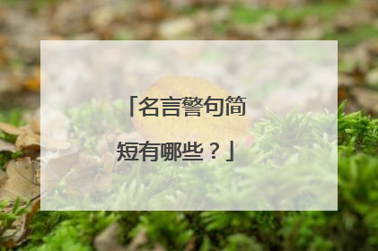 名言警句简短有哪些？