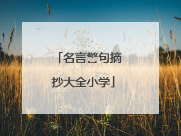 名言警句摘抄大全小学