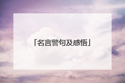 名言警句及感悟