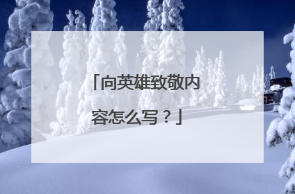 向英雄致敬内容怎么写？