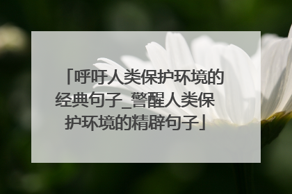 呼吁人类保护环境的经典句子_警醒人类保护环境的精辟句子