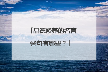 品德修养的名言警句有哪些？